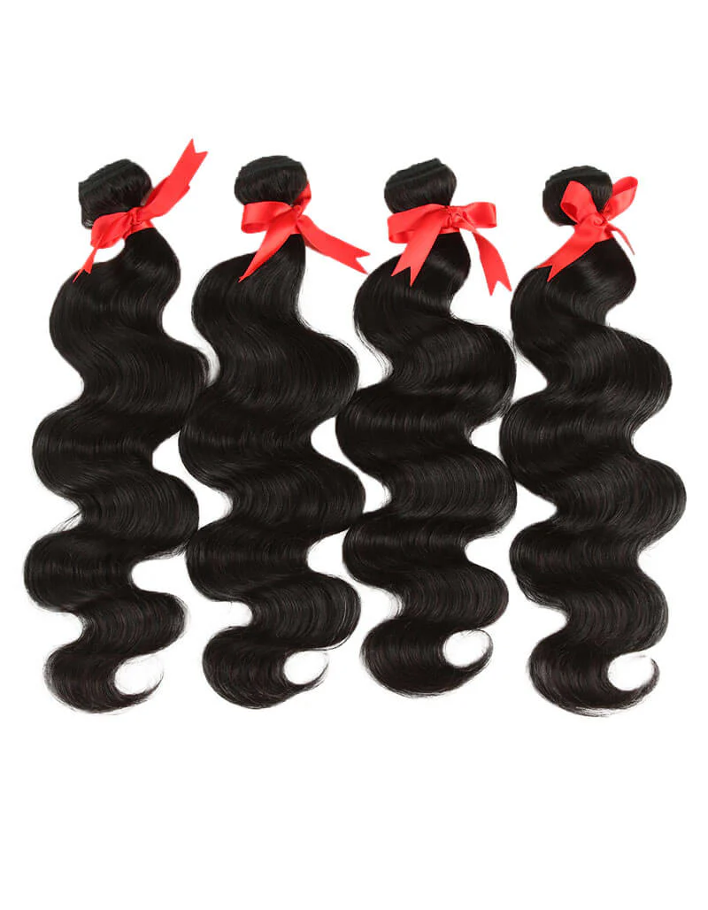 QVR Malaysian Virgin Human Hair Bundles Natural Color Body Wave 4 Bundles - Image 3