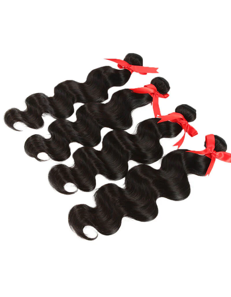 QVR Malaysian Virgin Human Hair Bundles Natural Color Body Wave 4 Bundles - Image 4