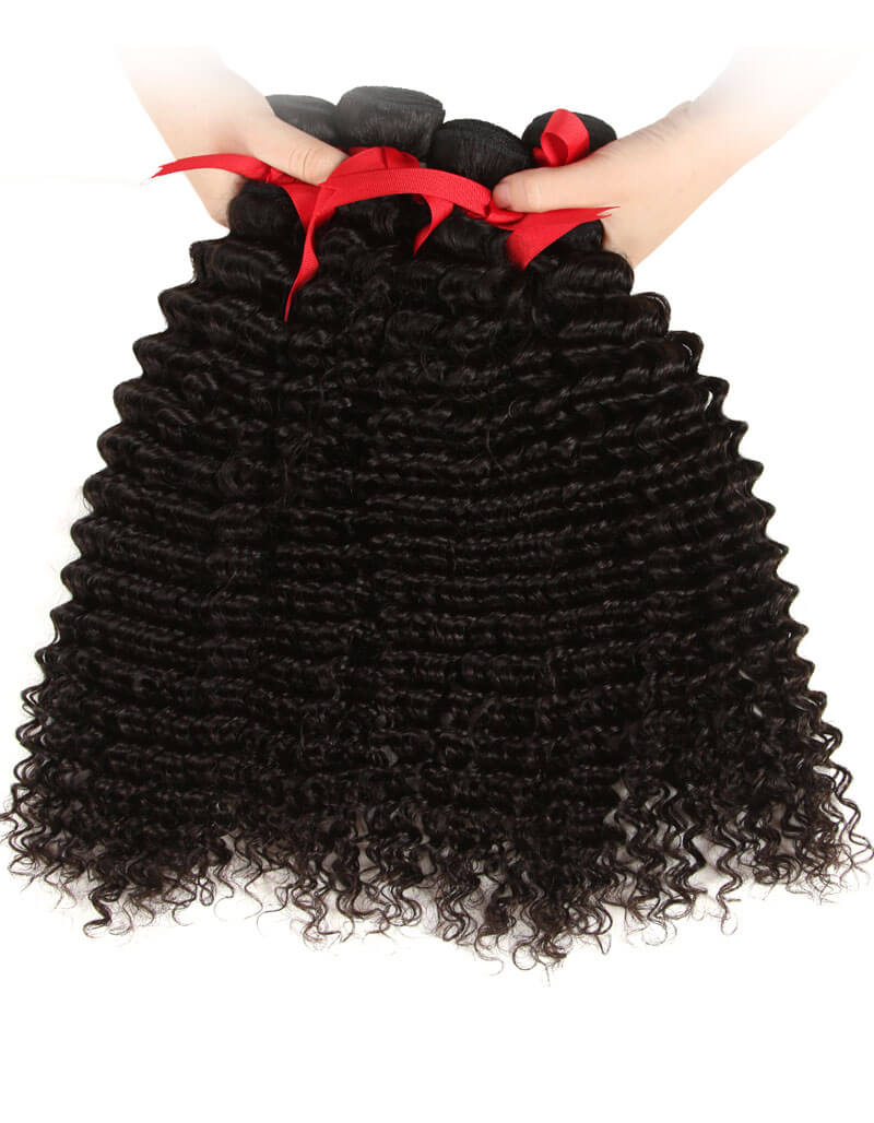 QVR Malaysian Human Hair Curly Bundles Virgin Hair Deep Curly Weave 4 Bundles Natural Color - Image 3
