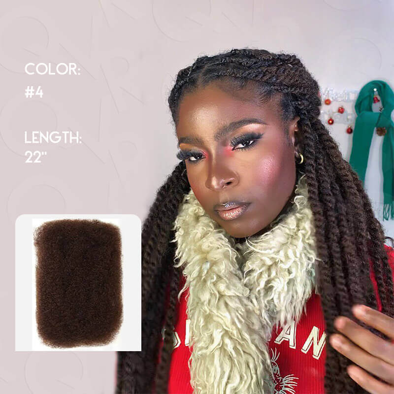 QUICK SHIP|Dark Brown Afro kinky Bulk Human Hair Extensions - Image 3