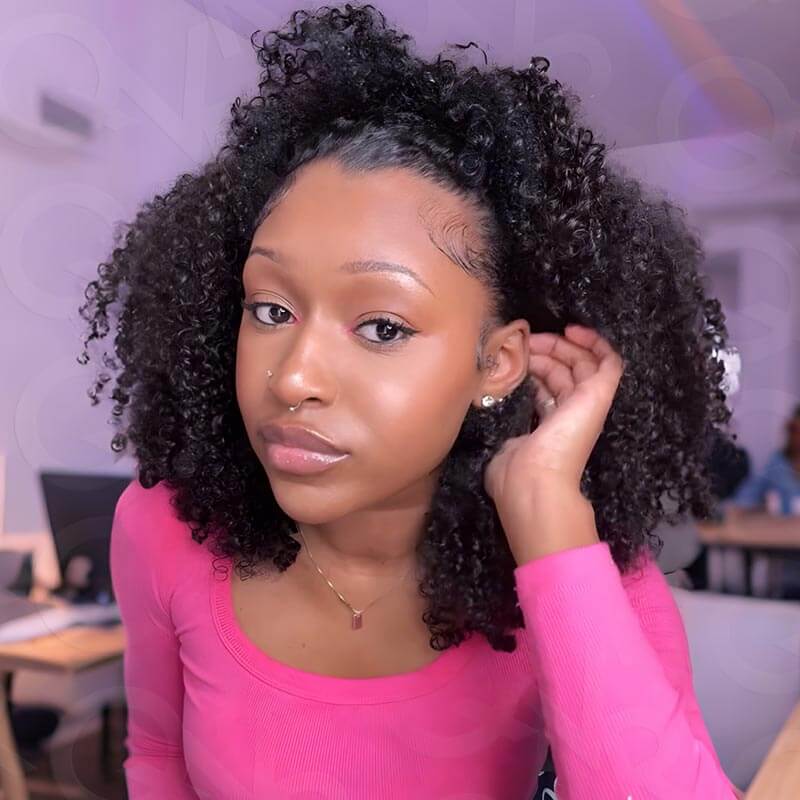 QUICK SHIP|Kinky Curly V Part Wigs No Leave Out Human Hair - Image 4