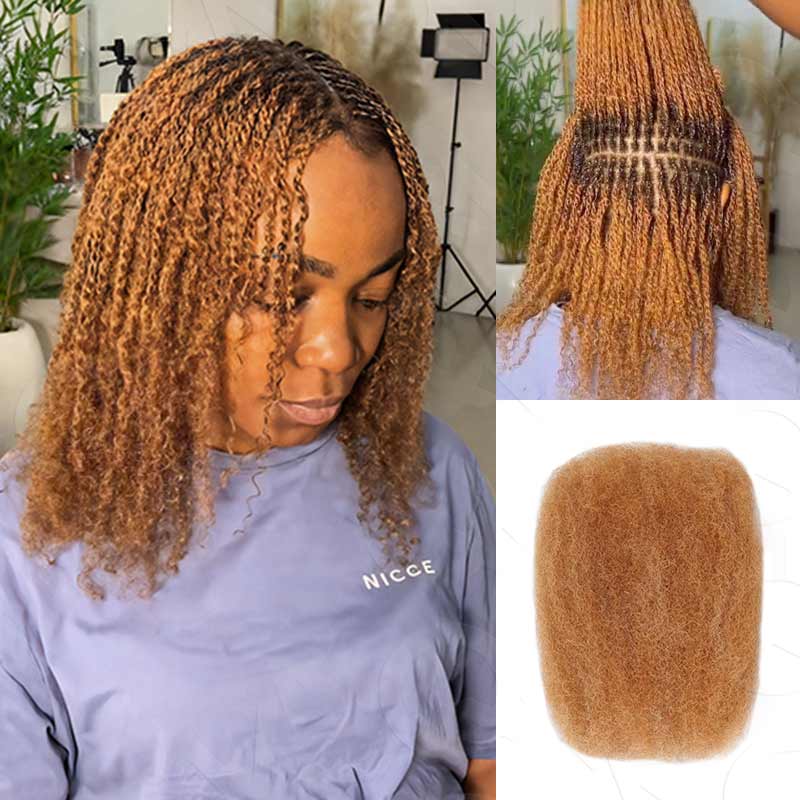 P3G5|Natural Black Afro kinky Bulk Human Hair - Image 12
