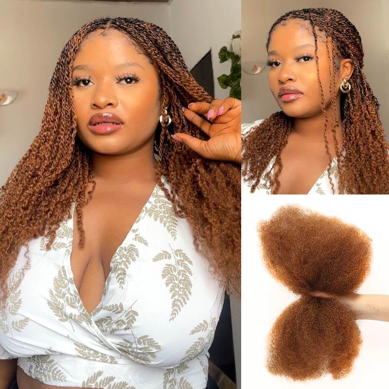 P3G5|Natural Black Afro kinky Bulk Human Hair - Image 5