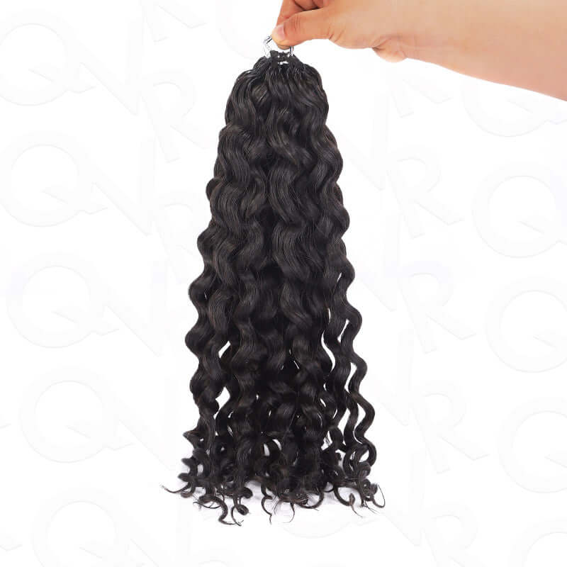 P3G5|Natural Black Water Wave Feather Crochet Hair - Image 5