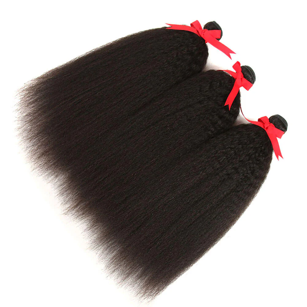 QVR Mongolian Kinky Straight Human Hair Bundles Natural Virgin Hair 3 Bundles - Image 2