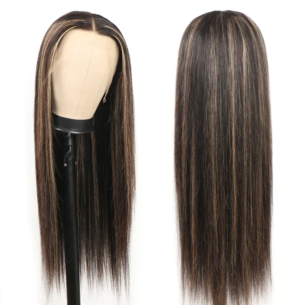 New Highlight Gold Sand Transparent 13x4 Lace Frontal Wigs Body Wave/Straight/Jerry Curly Human Hair Color Wig - Image 3