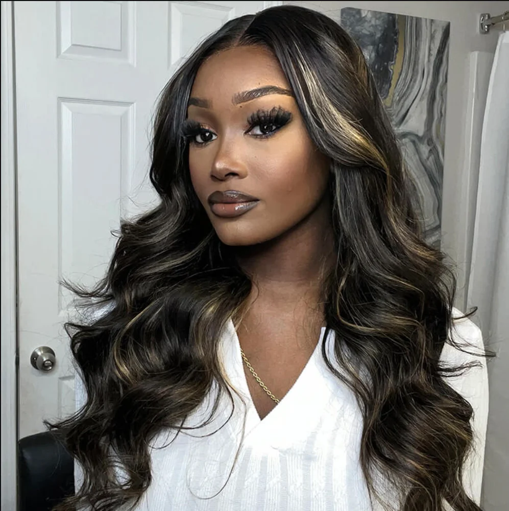New Highlight Gold Sand Transparent 13x4 Lace Frontal Wigs Body Wave/Straight/Jerry Curly Human Hair Color Wig - Image 5