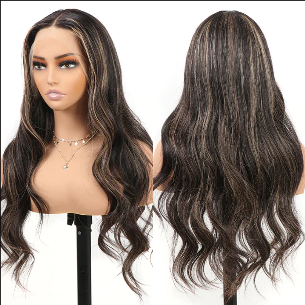 New Highlight Gold Sand Transparent 13x4 Lace Frontal Wigs Body Wave/Straight/Jerry Curly Human Hair Color Wig - Image 6