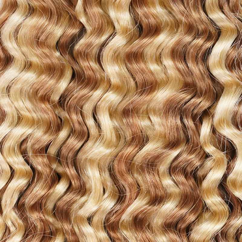 New User Only|QVR Seamless Small Kinky Curly Highlight #P4/27 Feather Crochet Human Hair - Image 13