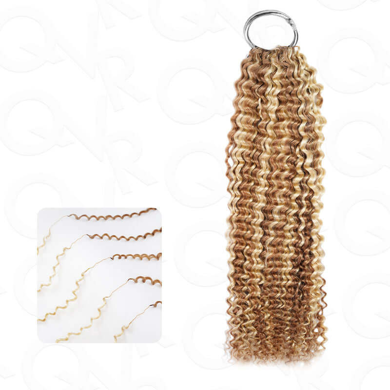New User Only|QVR Seamless Small Kinky Curly Highlight #P4/27 Feather Crochet Human Hair - Image 14