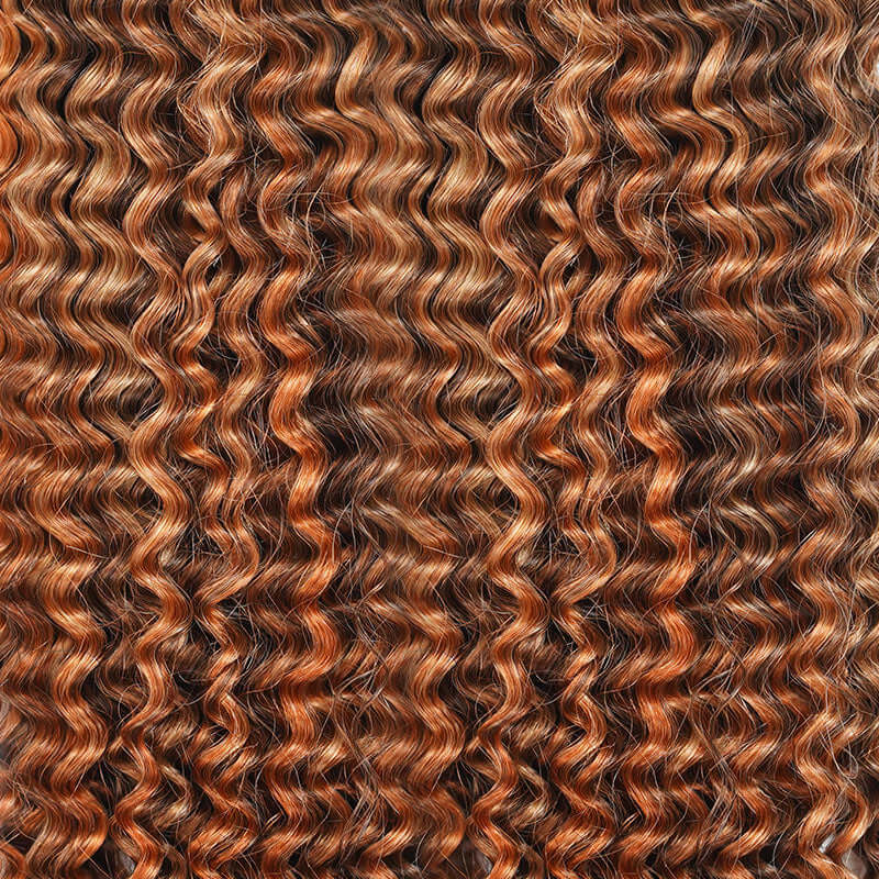 New User Only|QVR Seamless Small Kinky Curly Highlight #P4/27 Feather Crochet Human Hair - Image 16