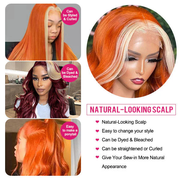 Ginger Blonde Wig 13x4 HD Lace Front Wig Body Wave Human Hair Wigs Blonde Orange Wig - Image 5