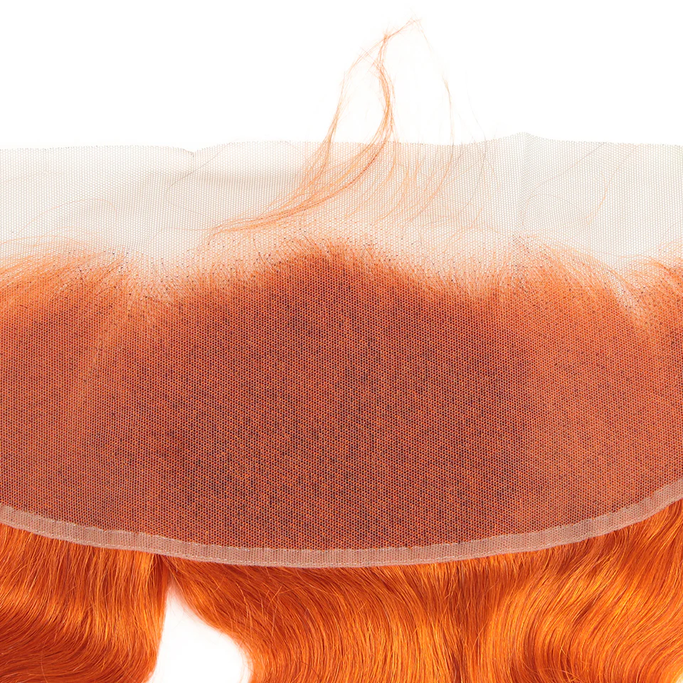 Orange Remy Human Hair Bundles with Frontal Closure Straight 3 Bundles with 13*4 Lace Frontal Ginger Color Straight Hair - Image 4