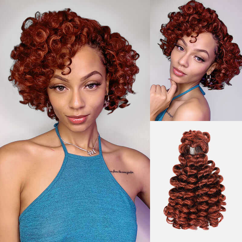 QVR Natural Black Bouncy Curl Bulk Hair Extensions For Crochet Braids Human Hair - Image 4