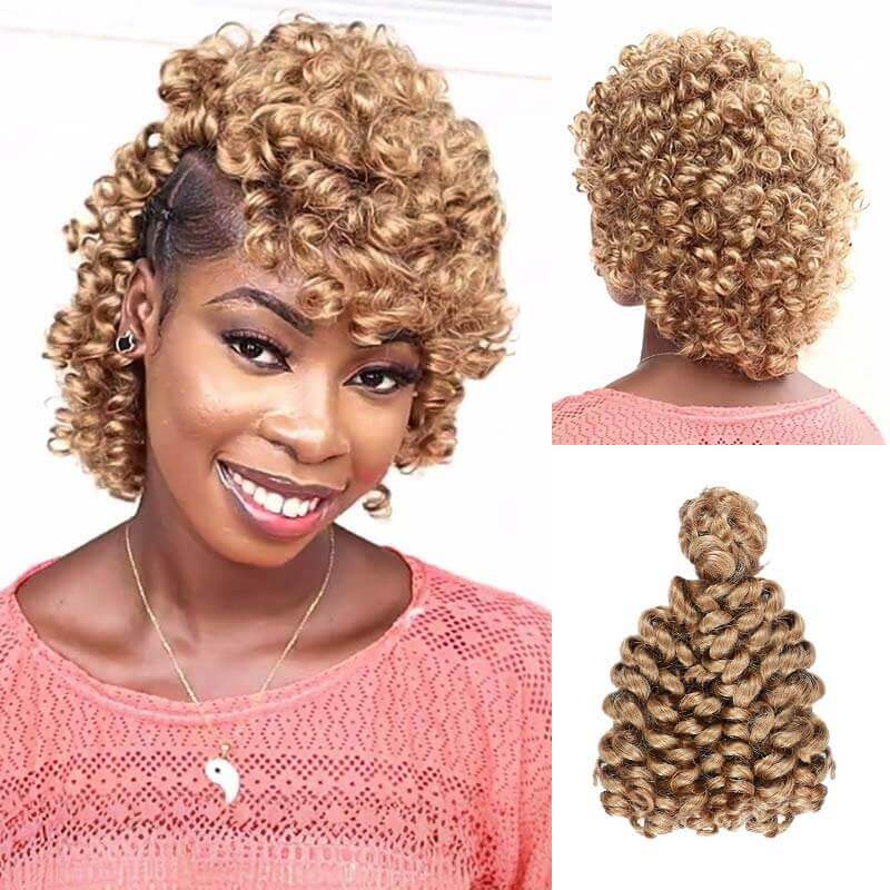 QVR Natural Black Bouncy Curl Bulk Hair Extensions For Crochet Braids Human Hair - Image 6