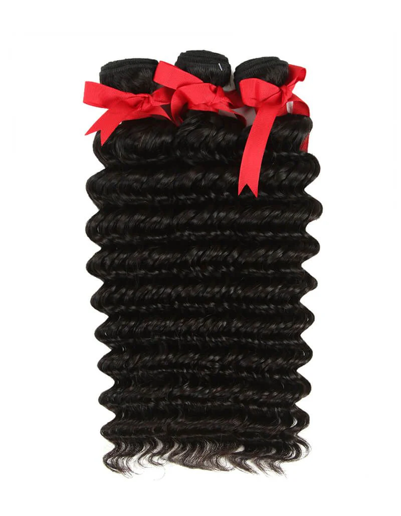 QVR Natural Human Hair Peruvian Deep Wave 3 Bundles - Image 2
