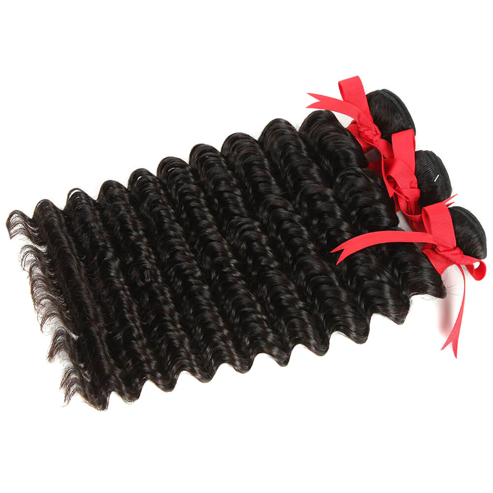 QVR Natural Human Hair Peruvian Deep Wave 3 Bundles - Image 4
