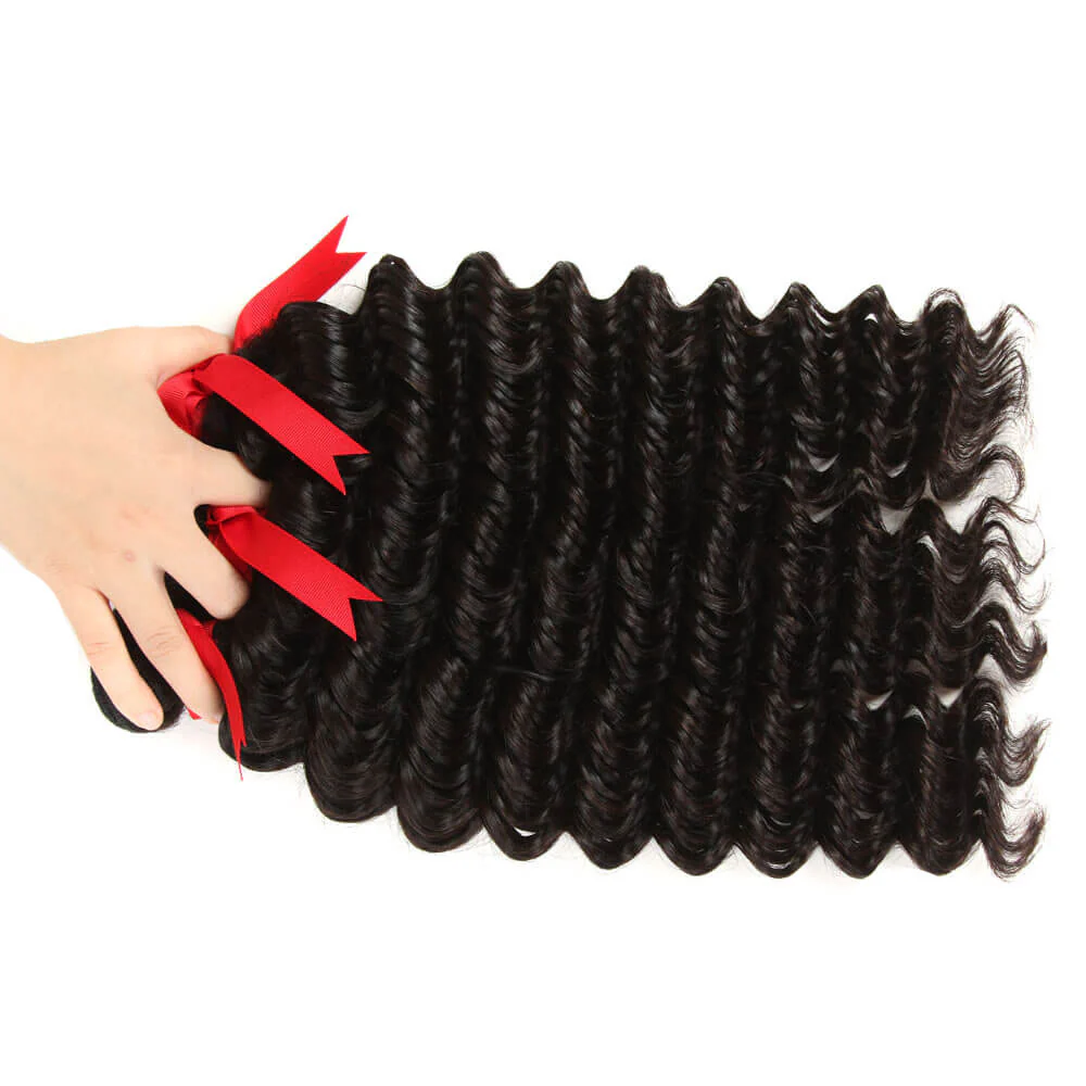 QVR Natural Human Hair Peruvian Deep Wave 3 Bundles - Image 5
