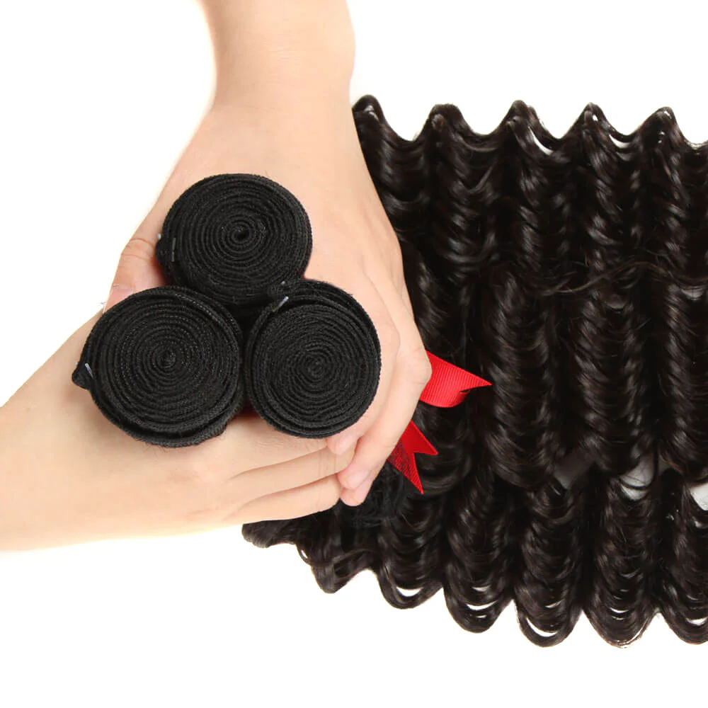 QVR Natural Human Hair Peruvian Deep Wave 3 Bundles - Image 6
