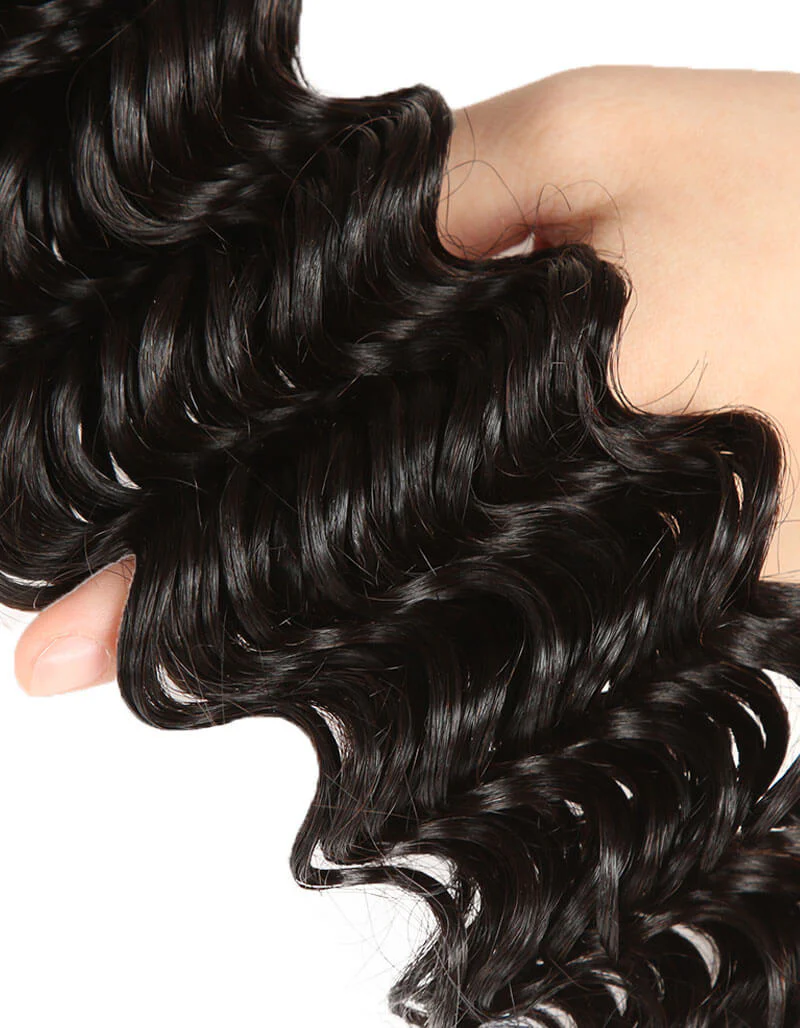 QVR Peruvian Human Hair Extensions Virgin Hair Deep Wave 4 Bundles Natural Color - Image 6