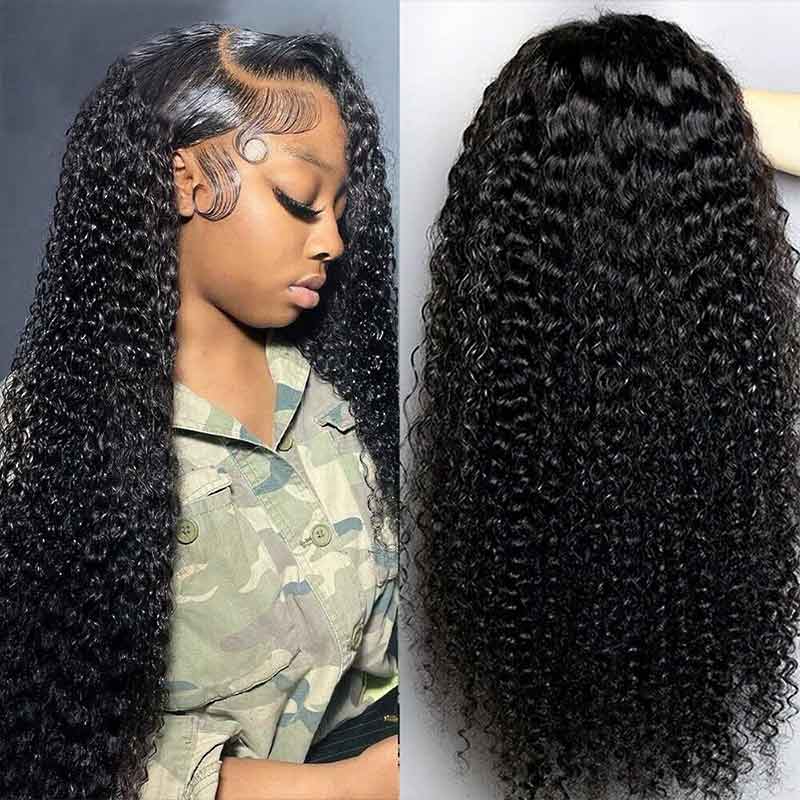QVR Glueless Pre-cut 4x4 HD Lace Closure Human Hair Wigs Kinky Curly Wear & Go Wigs - Image 3
