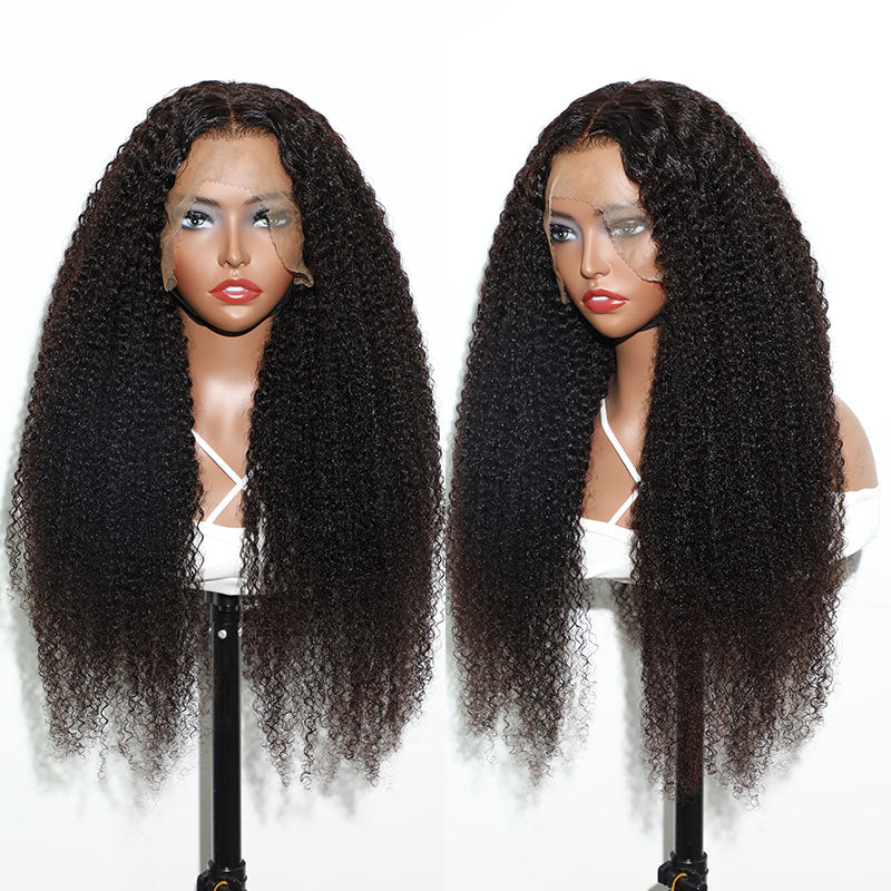 QVR Glueless Pre-cut 4x4 HD Lace Closure Human Hair Wigs Kinky Curly Wear & Go Wigs - Image 5