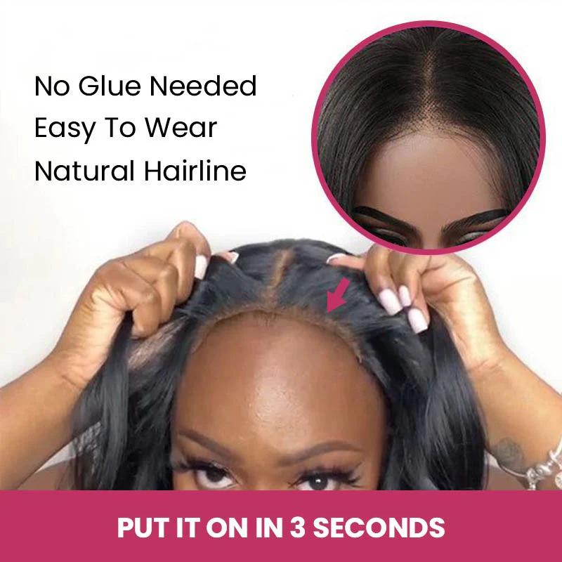 QVR Glueless Pre-cut 4x4 HD Lace Closure Human Hair Wigs Straight Wear & Go Wigs - Image 10
