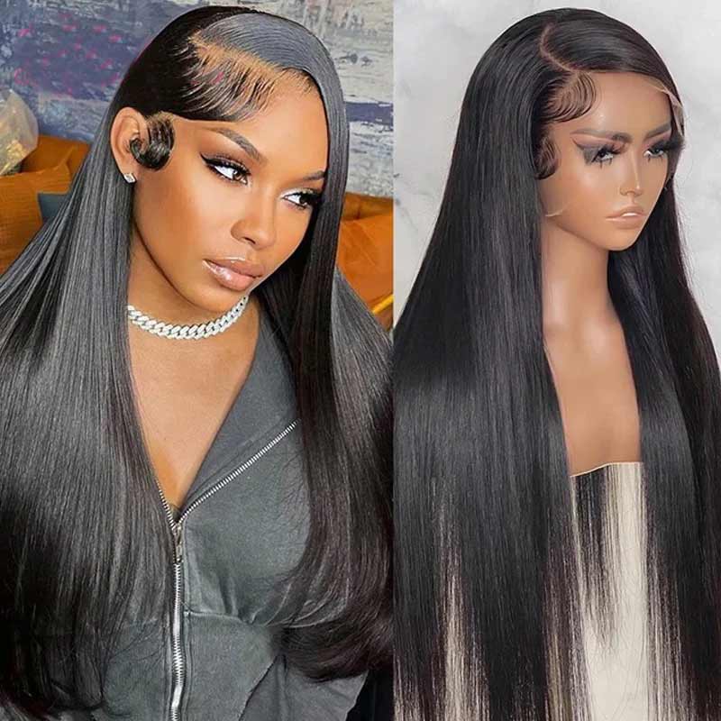 QVR Glueless Pre-cut 4x4 HD Lace Closure Human Hair Wigs Straight Wear & Go Wigs - Image 7