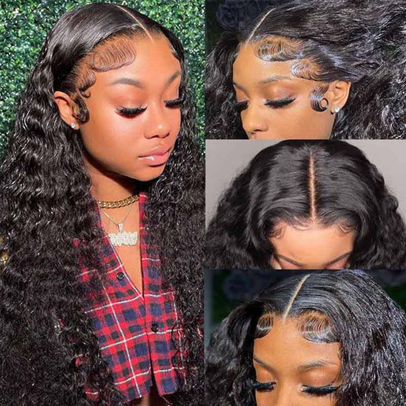 QVR Glueless Pre-cut 4x4 HD Lace Closure Human Hair Wigs Water Wave Wear & Go Wigs - Image 4
