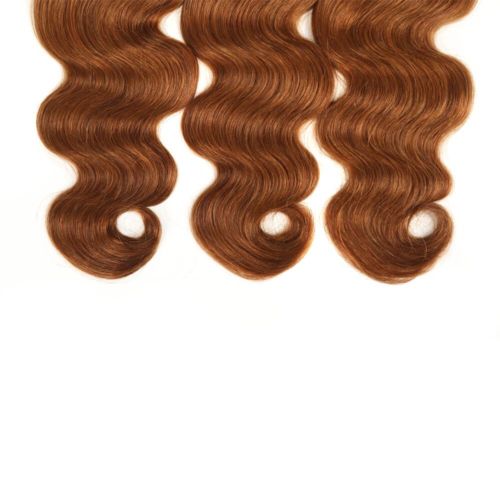 QVR Remy Human Hair 3 Bundles Ombre Brown Body Wave Hair T1B/30 - Image 6
