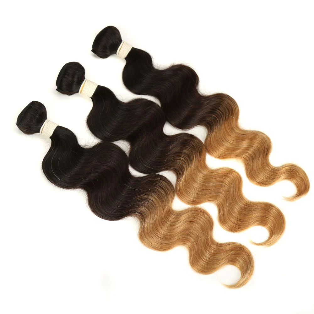 QVR Remy Human Hair 3 Bundles Body Wave Virgin Hair T1B/4/27 - Image 3