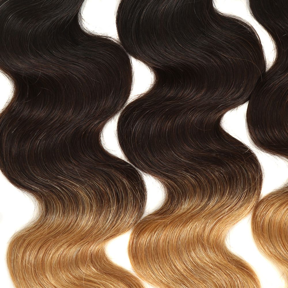 QVR Remy Human Hair 3 Bundles Body Wave Virgin Hair T1B/4/27 - Image 5