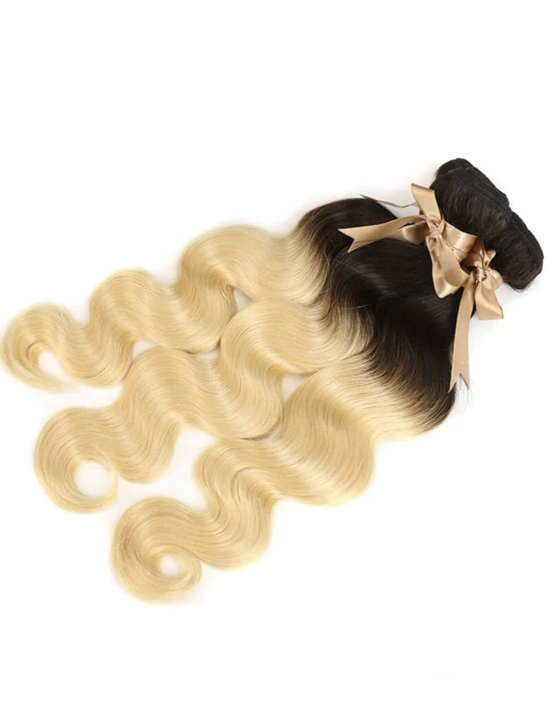 QVR Remy Human Hair 3 Bundles Body Wave Hair T1B/613 - Image 4