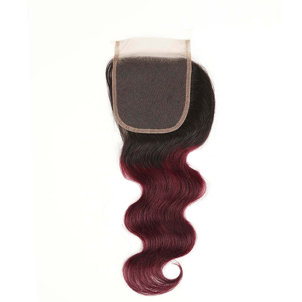 QVR Remy Body Wave Human Hair Bundles With Closure 1B Burgundy Remy Peruvian Dyed Omber 3 Bundles With Frontal 4x4 Brazilian Human Hair - Image 8