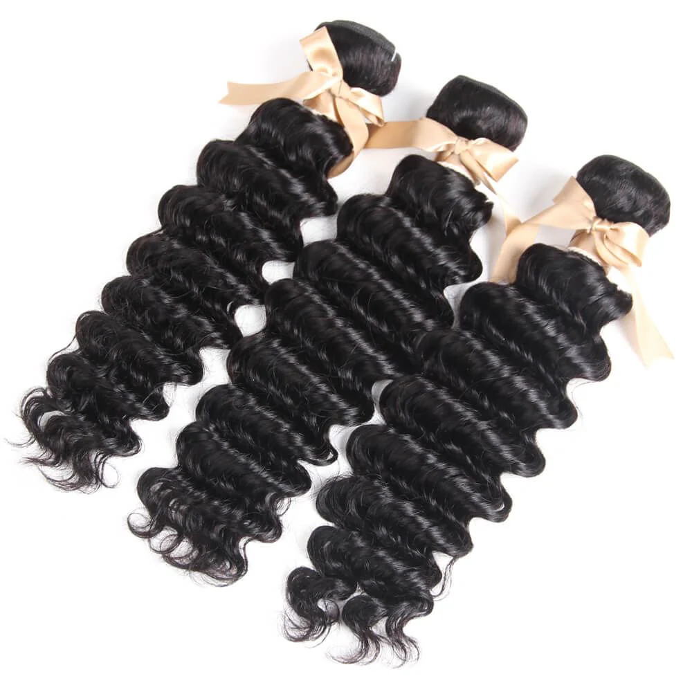 QVR Queen Remy 3 Bundles  Deep Wave Bundles with Closure Peruvian Hair Bundles with Closure Remy 100% Human Hair Bundles with Frontal - Image 4