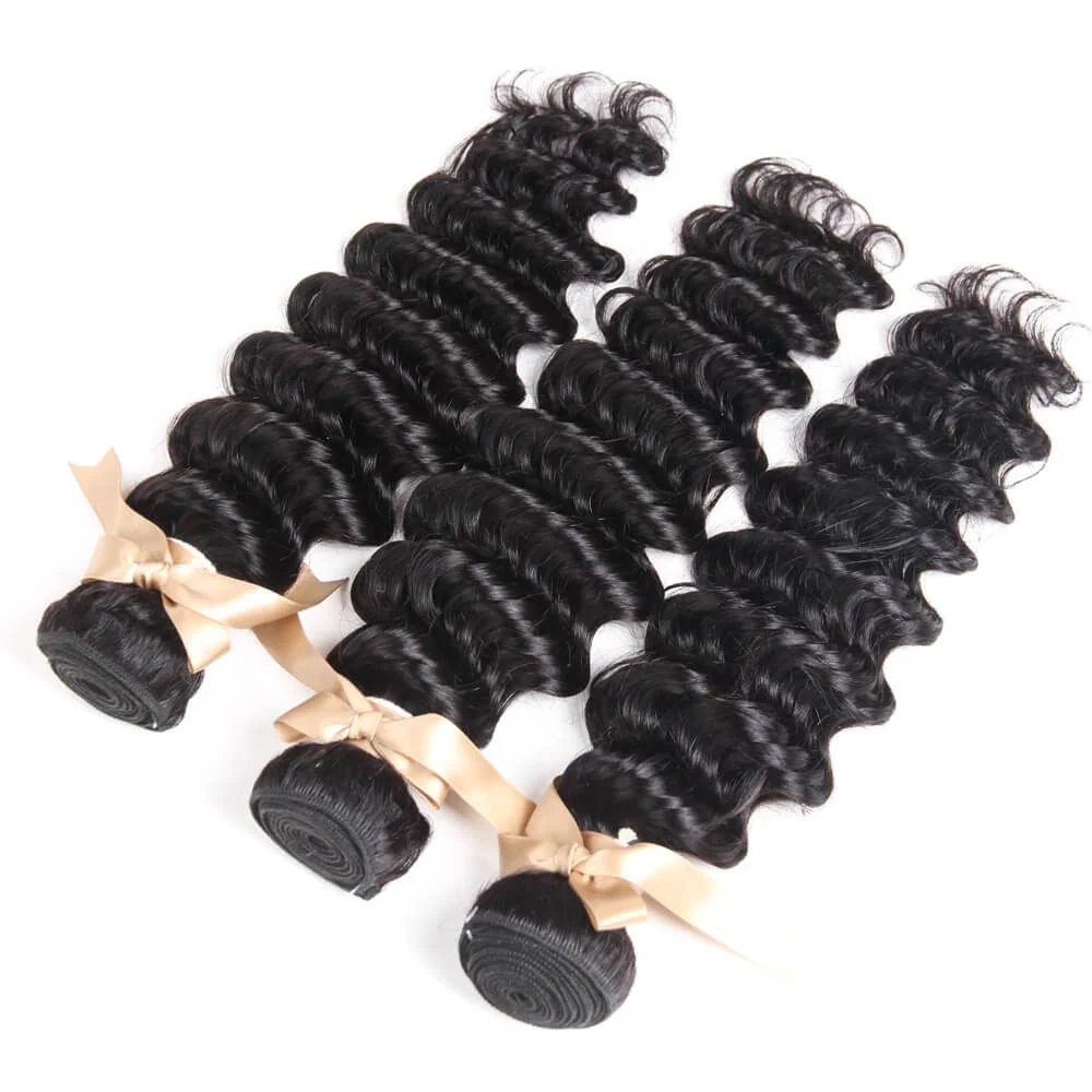 QVR Queen Remy 3 Bundles  Deep Wave Bundles with Closure Peruvian Hair Bundles with Closure Remy 100% Human Hair Bundles with Frontal - Image 5