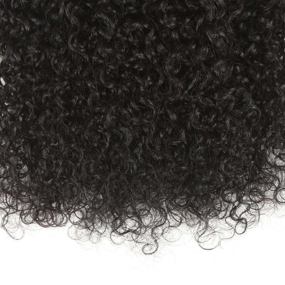 Remy Jerry Curl Human Hair Natural Black 3/4 Bundles With 4x4 Lace Closure - Image 10