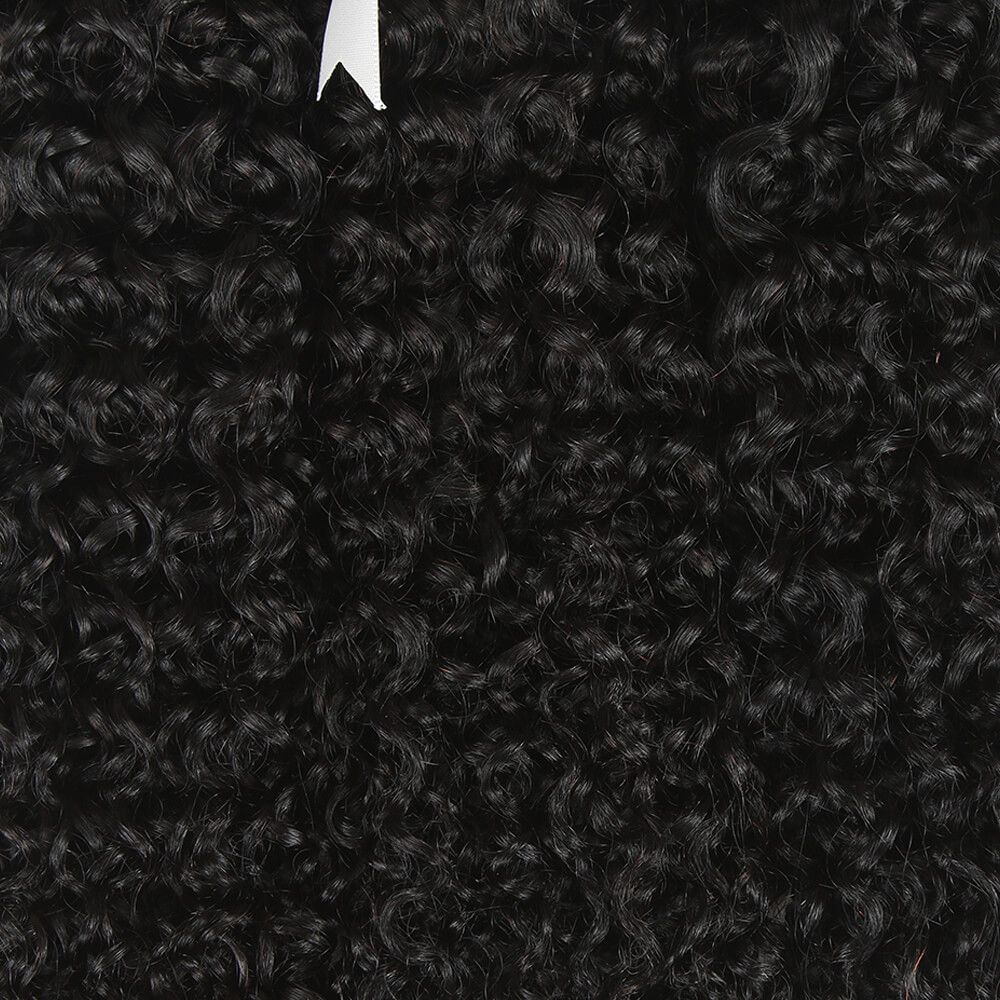 Remy Jerry Curl Human Hair Natural Black 3/4 Bundles With 4x4 Lace Closure - Image 9