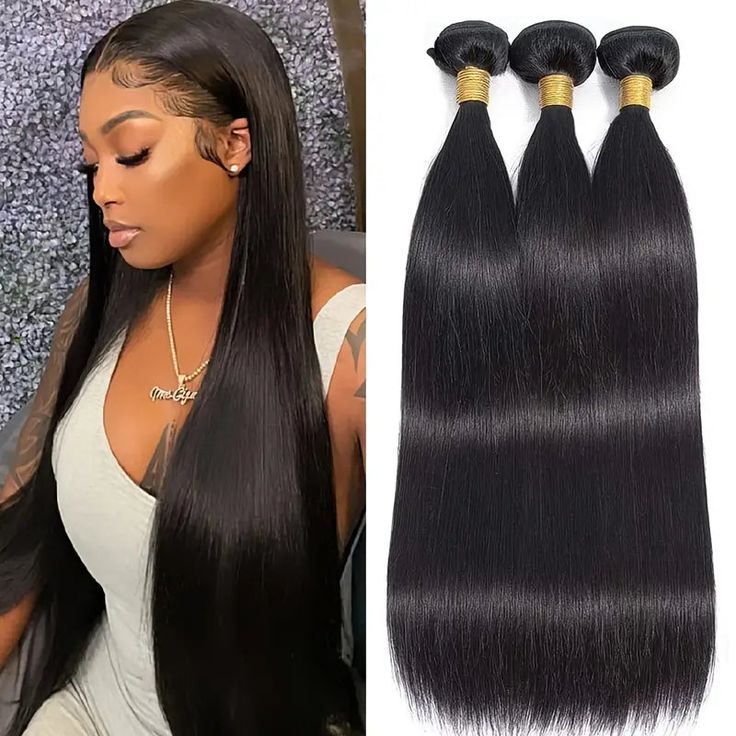 QVR Remy Human Hair 3 Bundles Straight Hair Natural Color - Image 2