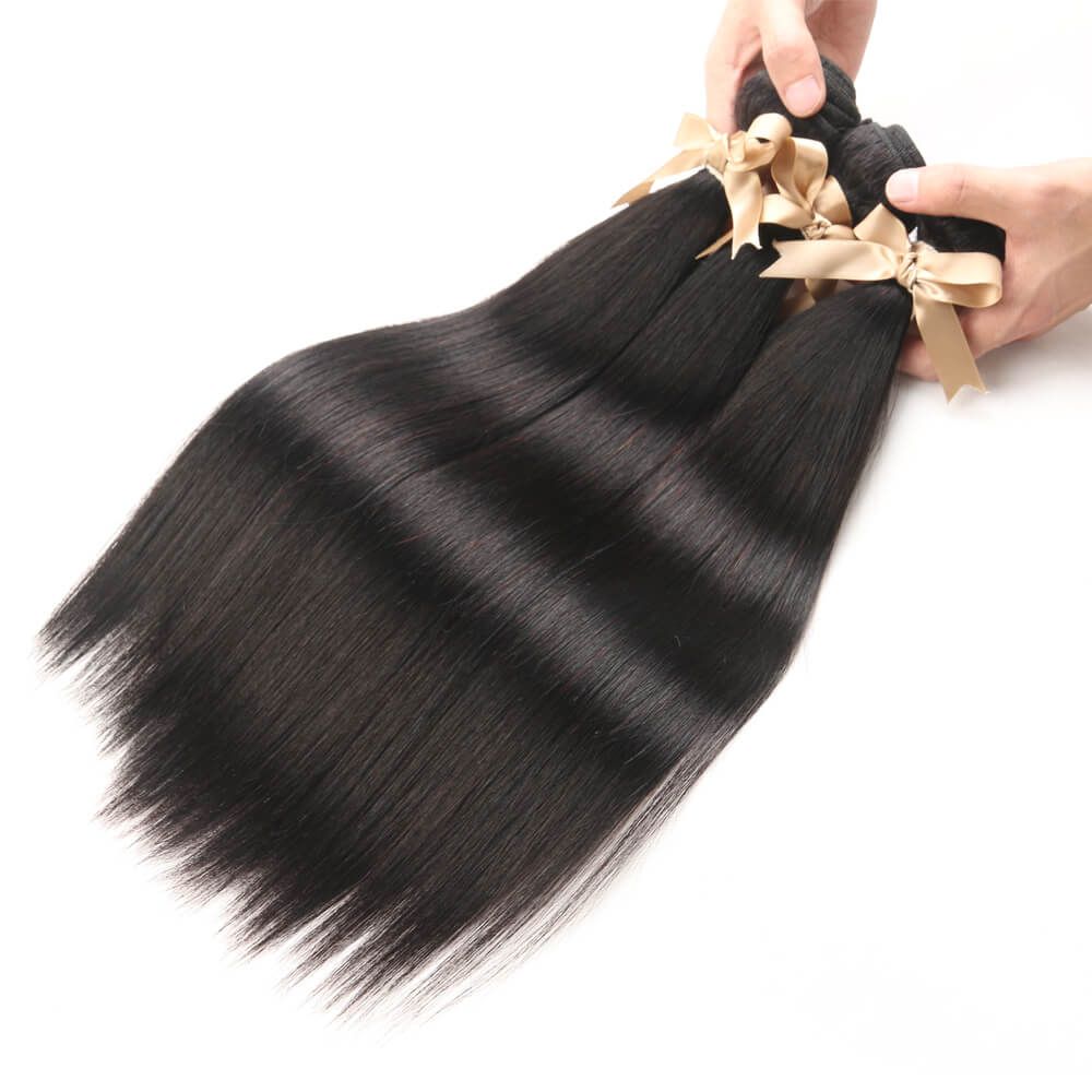 QVR Remy Human Hair 3 Bundles Straight Hair Natural Color - Image 4