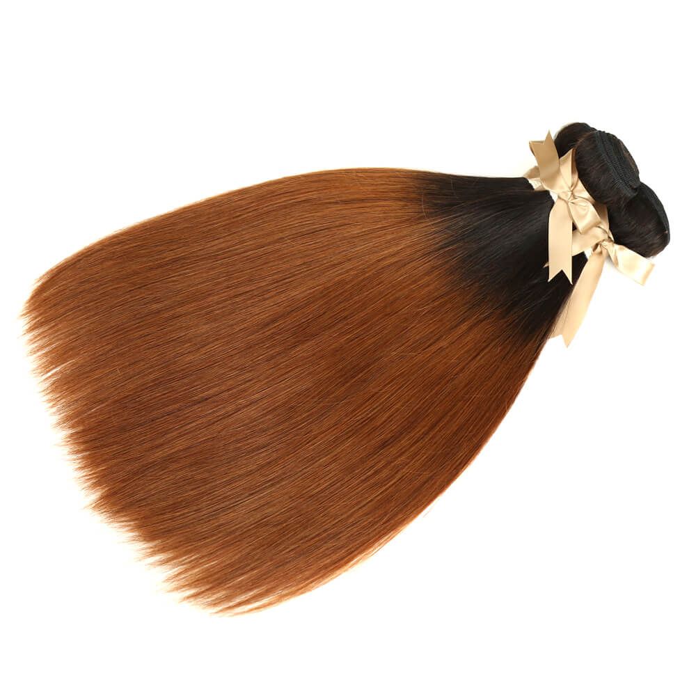 QVR Remy Human Hair 3 Bundles Straight Hair T1B/30 - Image 3