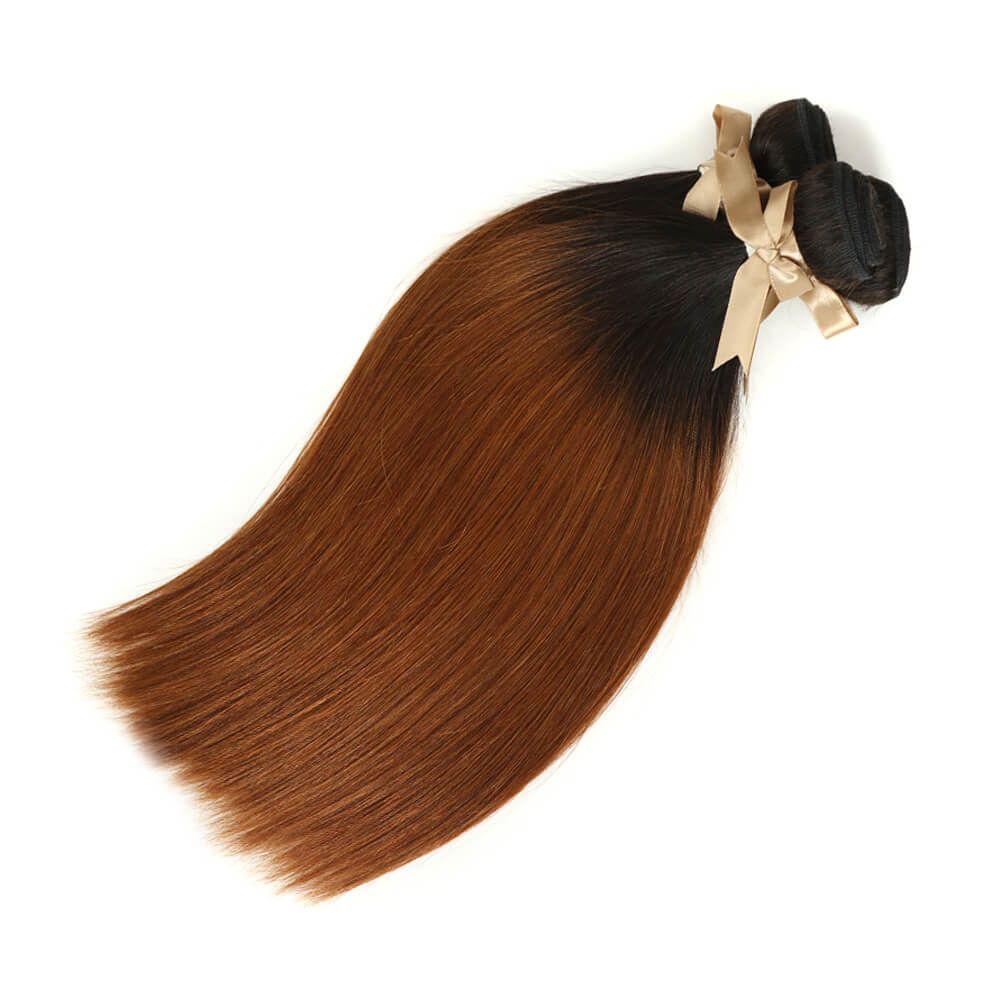QVR Remy Human Hair 3 Bundles Straight Hair T1B/30 - Image 4