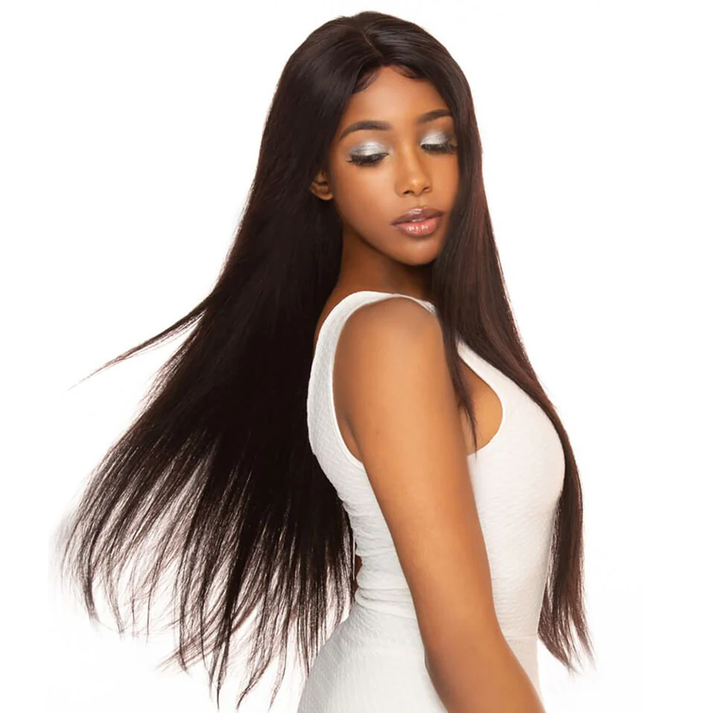 QVR Remy Human Hair Straight Hair Weave 3 Bundles With 4x4 Lace Closure - Image 8