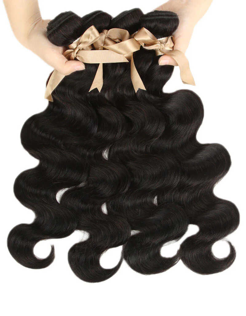 QVR Remy Human Hair Bundle Body Wave 4 Bundles Natural Color