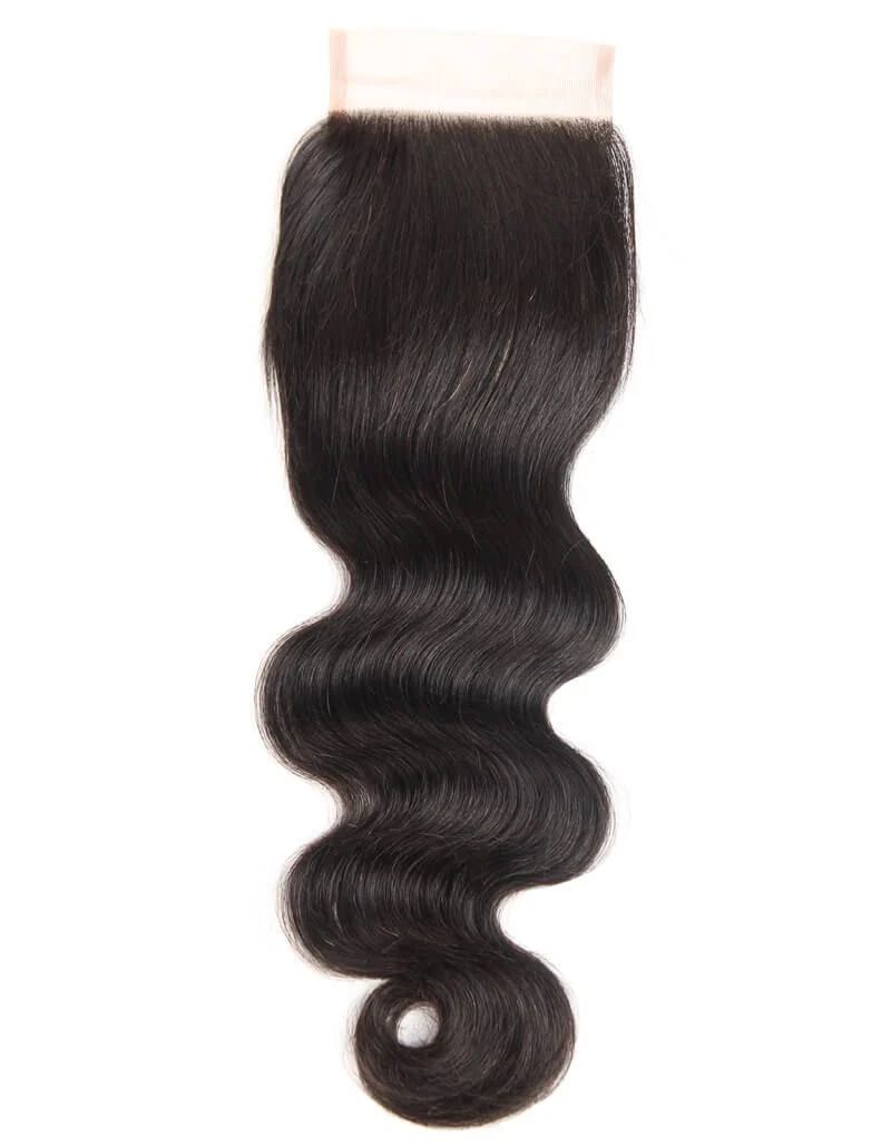 QVR Remy Human Hair Bundle With Closure Body Wave 4 Bundles With 4x4 Lace Closure Natural Color - Image 6