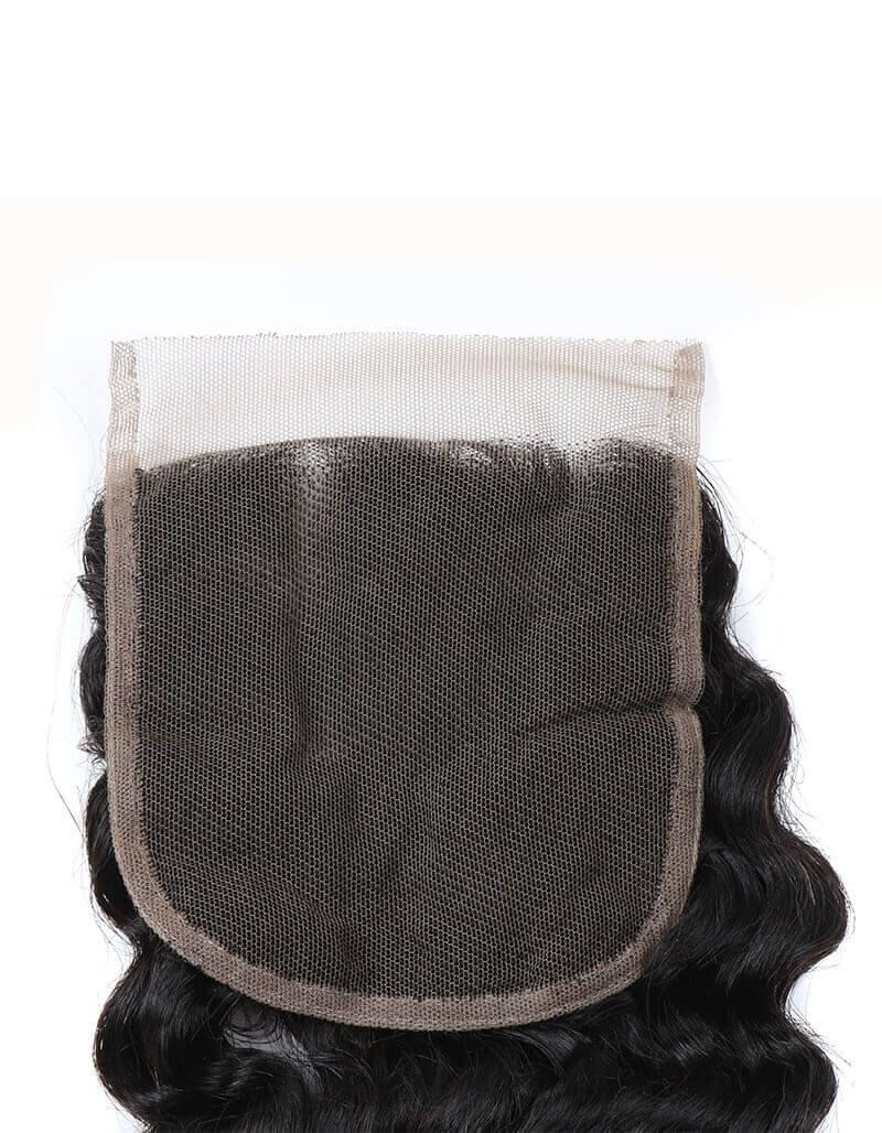 QVR Remy Human Hair 4 Bundles With Closure Deep Wave With 4x4 Lace Closure Natural Black - Image 8