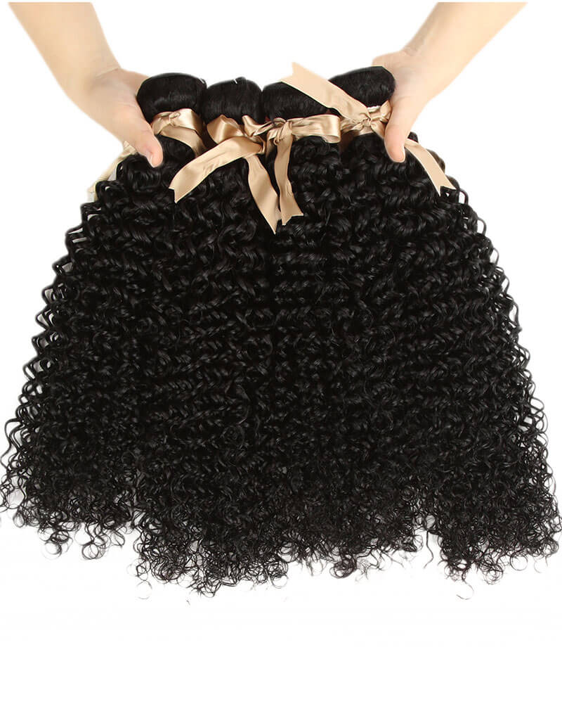 QVR Jerry Curly Human Hair Weaves 4 Bundles - Image 3