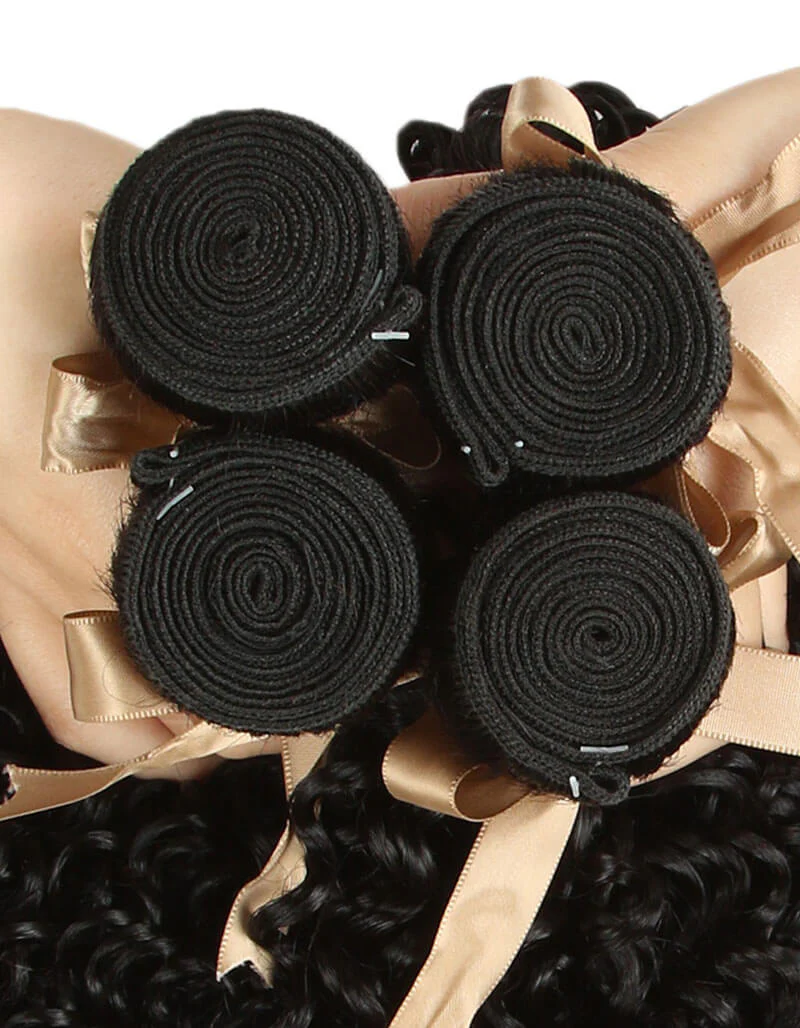 QVR Jerry Curly Human Hair Weaves 4 Bundles - Image 5