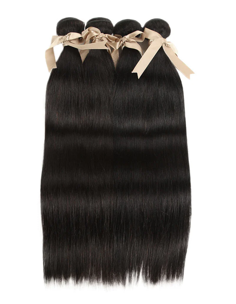 QVR Remy Human Hair Bundle Straight Hair 4 Bundles Natural Color - Image 2
