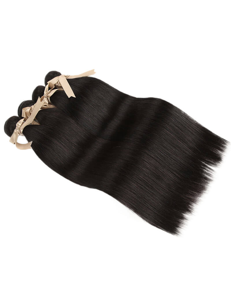 QVR Remy Human Hair Bundle Straight Hair 4 Bundles Natural Color - Image 4